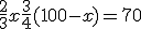 \frac{2}{3}x + \frac{3}{4}(100-x) = 70