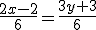 \frac{2x-2}{6}=\frac{3y+3}{6}