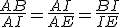 \frac{AB}{AI}=\frac{AI}{AE}=\frac{BI}{IE}