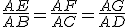 \frac{AE}{AB}=\frac{AF}{AC}=\frac{AG}{AD}