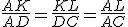 \frac{AK}{AD}=\frac{KL}{DC}=\frac{AL}{AC}