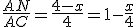 \frac{AN}{AC}=\frac{4-x}{4}=1-\frac{x}{4}