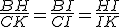 \frac{BH}{CK}=\frac{BI}{CI}=\frac{HI}{IK}