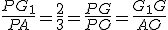 \frac{PG_1}{PA}=\frac{2}{3}=\frac{PG}{PO}=\frac{G_1G}{AO}