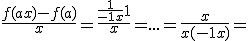 \frac{f(a + x) - f(a)}{x}= \frac{\frac{1}{-1+x}+1}{x}=...= \frac{x}{x(-1+x)} =
