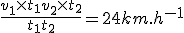 \frac{v_1\time t_1 + v_2\time t_2 }{t_1+t_2} = 24 km.h^{-1}