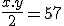 \frac{x.y}{2}=57