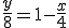 \frac{y}{8}=1-\frac{x}{4}