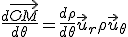 \frac {d \vec{OM}}{d \theta} = \frac {d \rho}{d \theta} \vec u_r + \rho \vec u_\theta 