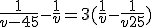 \frac1{v-45}-\frac1v = 3(\frac1v - \frac1{v+25})