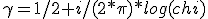 \gamma=1/2+i/(2*\pi)*log(chi)