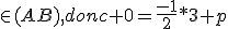 \in(AB),donc 0=\frac{-1}{2}*3+p