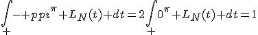 \int_ {- \pi}^{\pi} L_N(t) dt=2\int_ 0^{\pi} L_N(t) dt=1