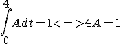 \int_0^4Adt=1<=>4A=1
