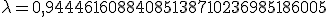 \lambda=0,94446160884085138710236985186005