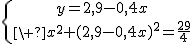 \large\left{{y=2,9-0,4x\atop\ x^2+(2,9-0,4x)^2=\frac{29}{4}