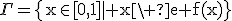 \large\rm\Gamma=\{x\in[0,1]| x\le f(x)\}