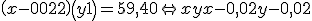 \left( {x - 0,02} \right)\left( {y + 1} \right) = 59,40 \Leftrightarrow xy + x - 0,02y - 0,02
