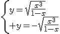 \left\{\begin{array}{ll}y=\sqrt{\frac{x^3}{1-x}}\\ y=-\sqrt{\frac{x^3}{1-x}}\\\end{array}