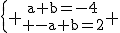 \left\{ \text{a+b=-4\atop -a+b=2} \right.