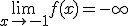\lim\limits_{x \to -1} f(x) = -\infty