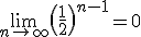 \lim_{n\to +\infty}\(\frac{1}{2}\)^{n-1}=0