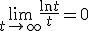 \lim_{t\to +\infty}\frac{\ln t}{t}=0