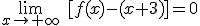 \lim_{x\to+\infty}\hspace{5}[f(x)-(x+3)]=0