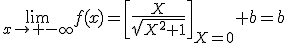 \lim_{x\to -\infty}f(x)=\left[\frac{X}{\sqrt{X^2+1}}\right]_{X=0}+b=b