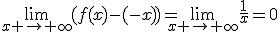 \lim_{x \to \infty}(f(x)-(-x))=\lim_{x \to \infty}\frac{1}{x}=0