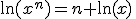 \ln(x^n)=n \ln(x)\,