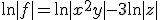 \ln |f| = \ln|x^2+y| -3 \ln|z|
