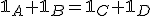 \mathbb{1}_A+\mathbb{1}_B=\mathbb{1}_C+\mathbb{1}_D