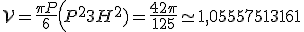 \mathcal{V}=\frac{\pi P}{6}\left(P^2+3H^2)=\frac{42\pi}{125}\simeq  1,05557513161