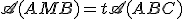 \mathscr{A}(AMB)=t\mathscr{A}(ABC)