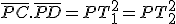 \overline{PC}.\overline{PD}=PT_1^2=PT_2^2
