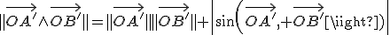 \parallel\vec{OA'}\wedge\vec{OB'}\parallel=\parallel\vec{OA'}\parallel\parallel\vec{OB'}\parallel \|sin(\vec{OA'}, \vec{OB'})\|