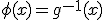 \phi(x)=g^{-1}(x)