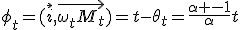\phi_t=(\vec{i},\vec{\omega_tM_t})=t-\theta_t=\frac{\alpha -1}{\alpha}t\;\;[2\pi]