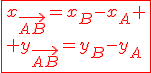 \red\fbox{x_{\vec{AB}}=x_B-x_A \\ y_{\vec{AB}}=y_B-y_A}