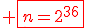 \red \fbox{n=2^{36}}