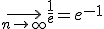Q_n=\frac {e^{\frac 1 2}}{e^{\frac 1 1}}\,\frac {e^{\frac 1 3}}{e^{\frac 1 2}}\,\cdots\,\frac {e^{\frac 1 {n+1}}}{e^{\frac 1 n}} = \frac {e^{\frac 1 {n+1}}}{e^{\frac 1 1}} \;\relstack{\longrightarrow}{n\to \infty} \frac 1 e = e^{-1}