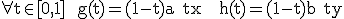\rm \forall t\in[0,1]  g(t)=(1-t)a+tx   h(t)=(1-t)b+ty
