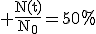 \rm \frac{N(t)}{N_0}=50%
