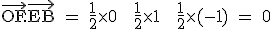 \rm \vec{OF}.\vec{EB} = \frac{1}{2}\time 0 + \frac{1}{2}\time 1 + \frac{1}{2}\time (-1) = 0
