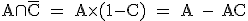 \rm A\cap\bar{C} = A\times (1-C) = A - AC
