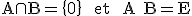 \rm A\cap B=\{0\}  et  A+B=E
