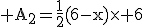 \rm A_{2}=\frac{1}{2}(6-x)\times 6