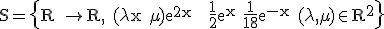 \rm S=\{R \rightarrow R, (\lambda x+\mu)e^{2x} + \frac{1}{2}e^x+\frac{1}{18}e^{-x} (\lambda,\mu)\in R^2\}
