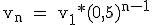 \rm v_n = v_1*(0,5)^{n-1}